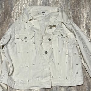 Superdown white pearl jean jacket
